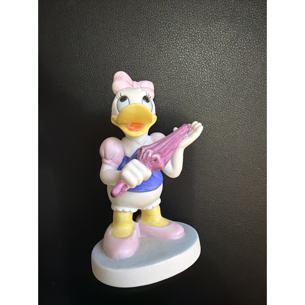 Vintage Daisy Duck Umbrella Walt Disney Productions Figurine Ceramic 80s  UCGC!